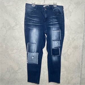 Cato patchwork skinny jeans